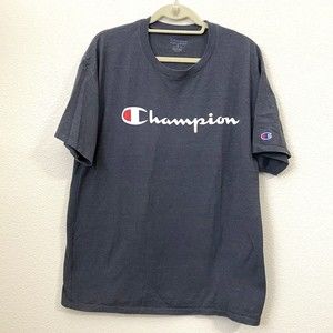 Champion Mens Shirt Size XL Gray Spellout Short Sleeve